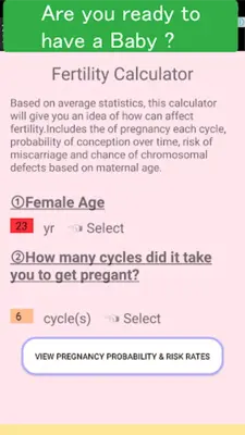 Fertility Calculator android App screenshot 1